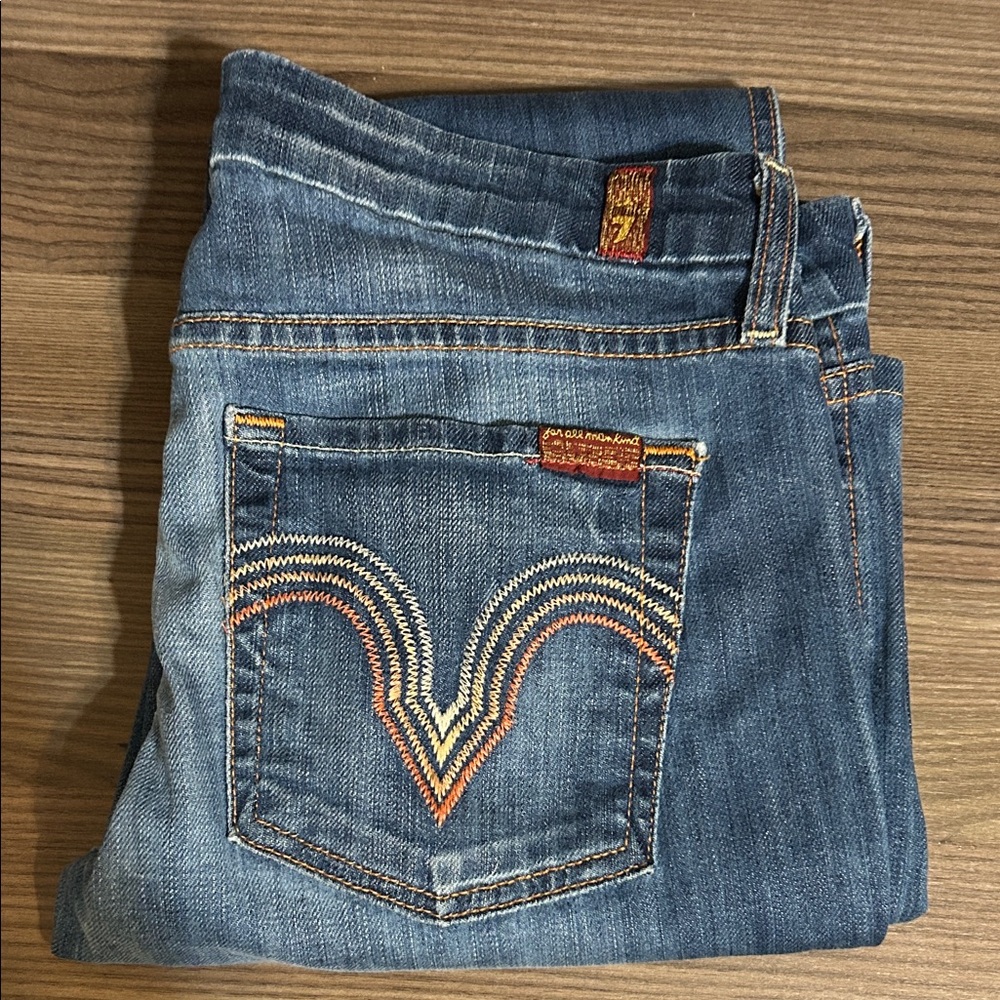 For All 7 Mankind Blue Jeans with Colorful Stitching